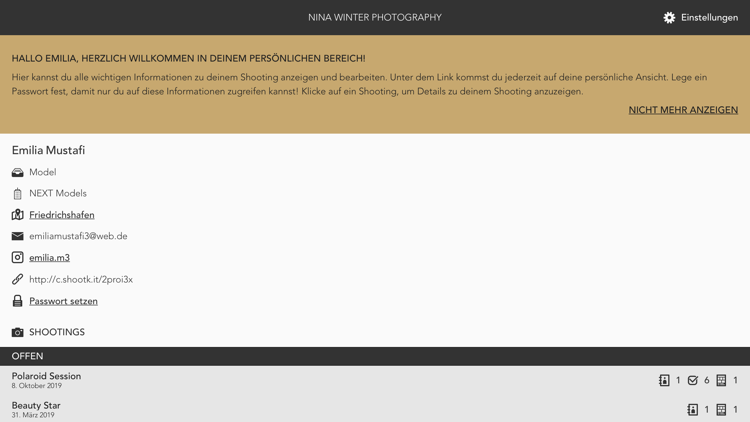 Beispiel einer Kundenansicht