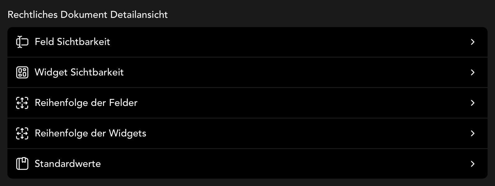 Einstellungen für die Vertrag Detailansicht