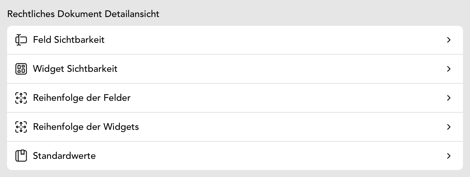 Einstellungen für die Vertrag Detailansicht