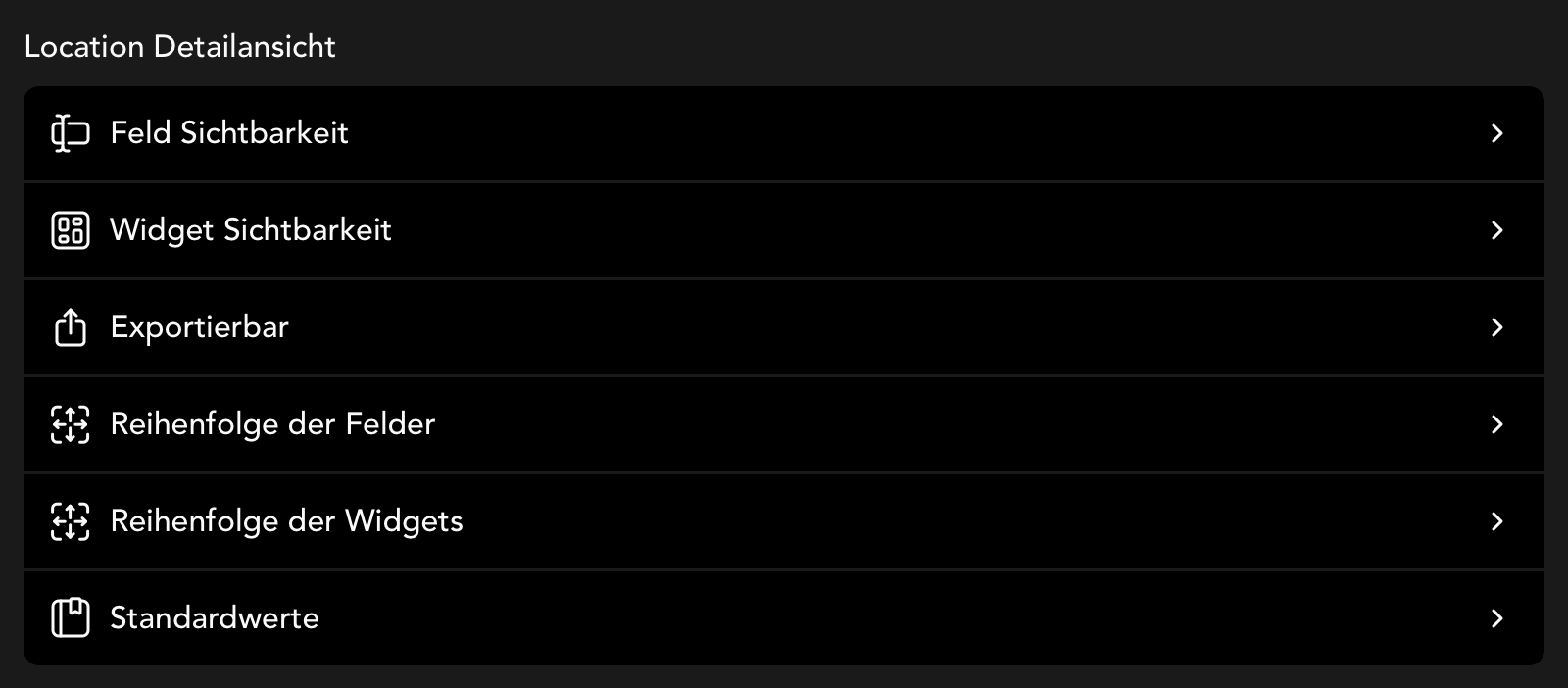 Einstellungen für die Location Detailansicht