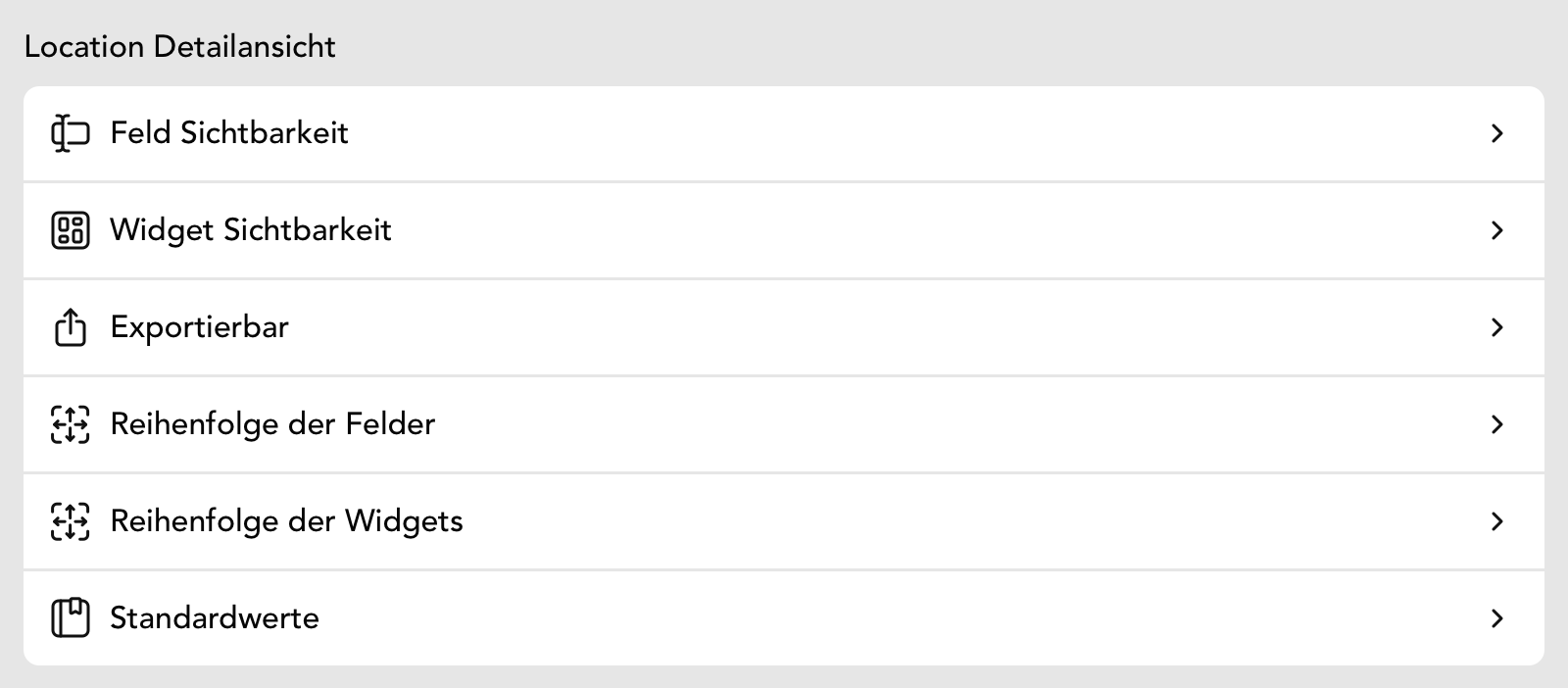 Einstellungen für die Location Detailansicht