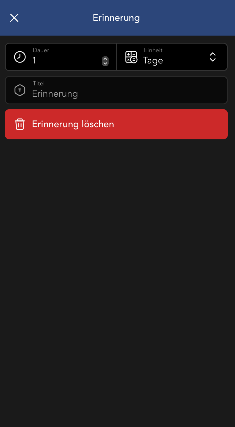 Erinnerungen Widget Fenster