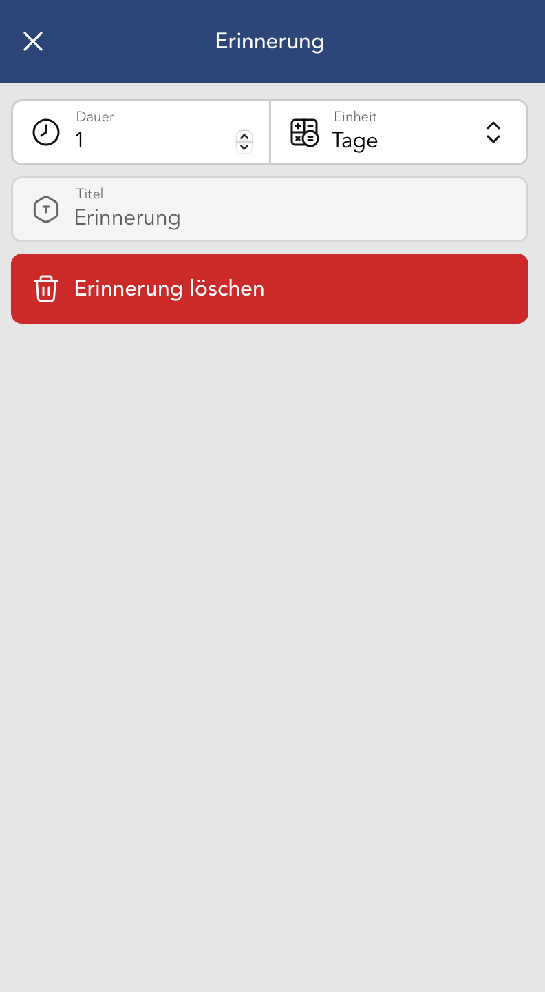 Erinnerungen Widget Fenster