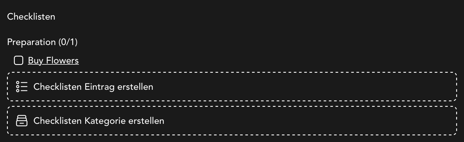 Checklisten Widget in der Casting Detailansicht