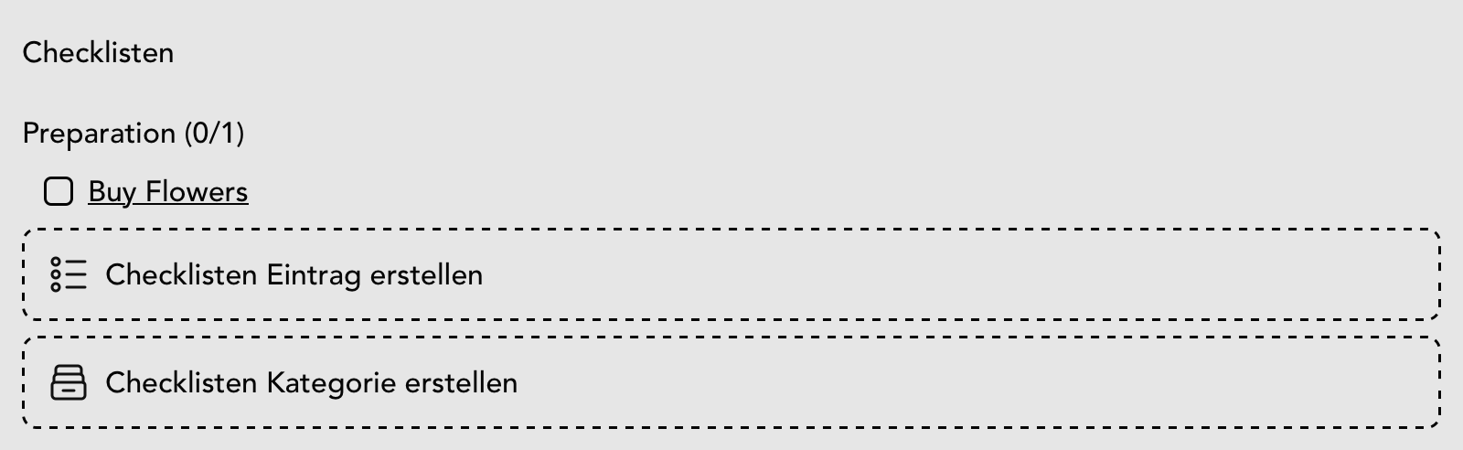 Checklisten Widget in der Casting Detailansicht