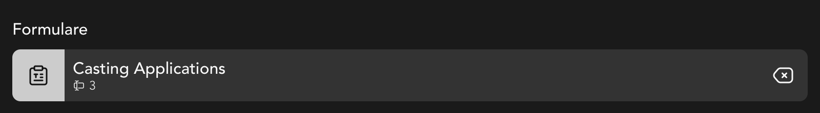 Formular Widget in der Casting Detailansicht