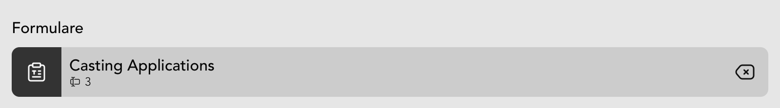 Formular Widget in der Casting Detailansicht