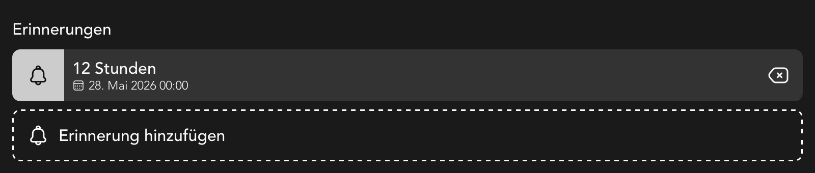Erinnerungen Widget in der Casting Detailansicht