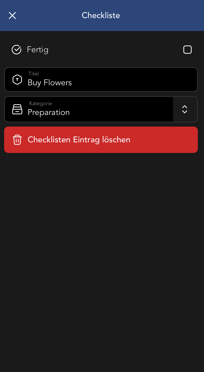 Checklisten Widget Fenster