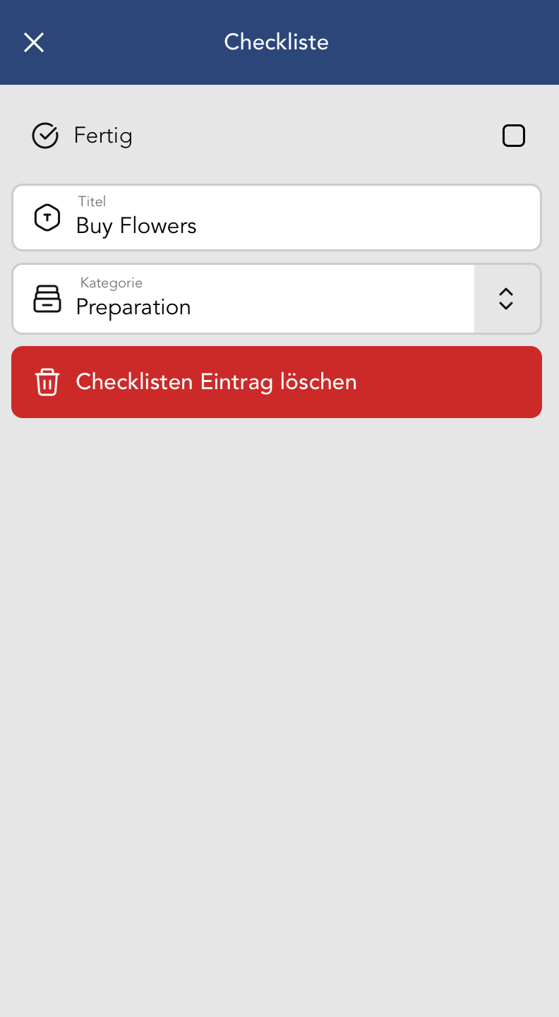 Checklisten Widget Fenster