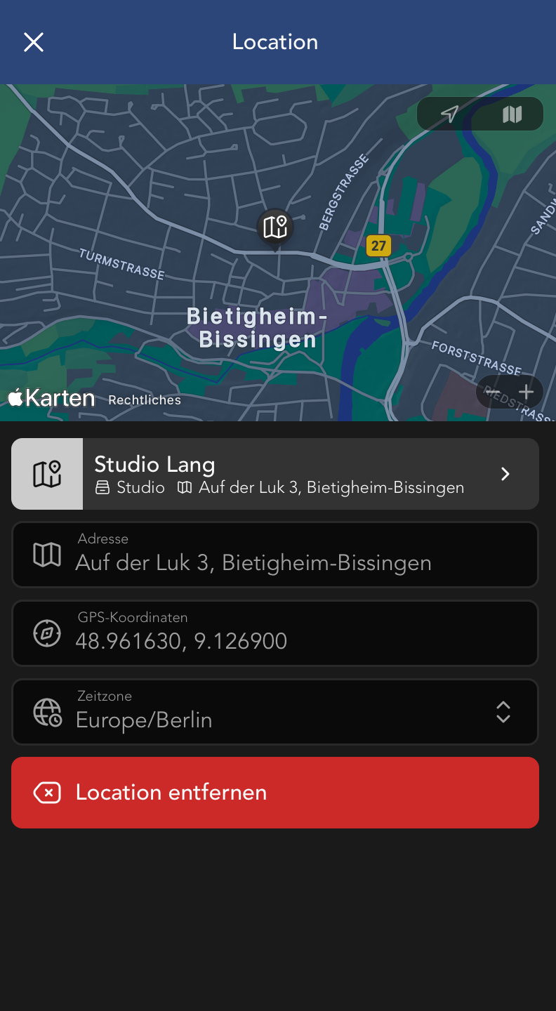 Locations Widget Fenster