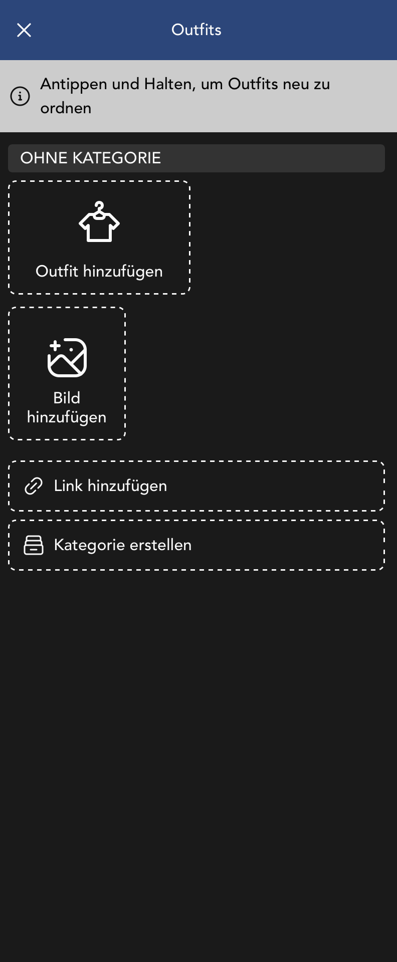 Outfits Widget Fenster