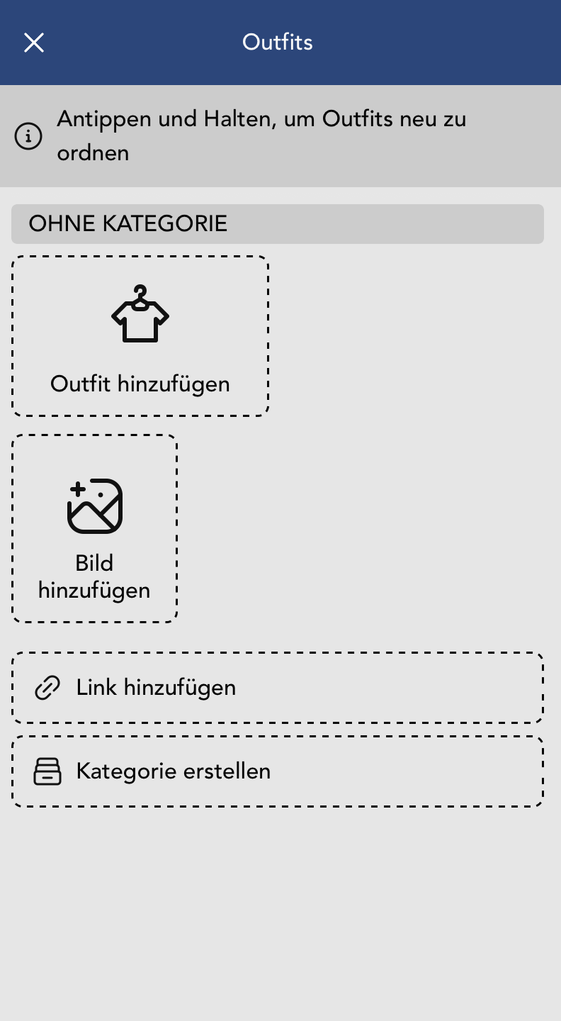 Outfits Widget Fenster