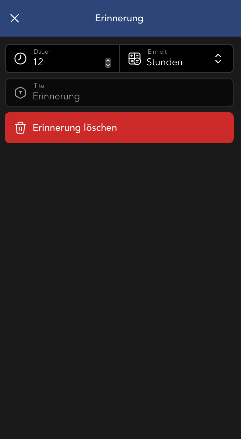 Erinnerungen Widget Fenster