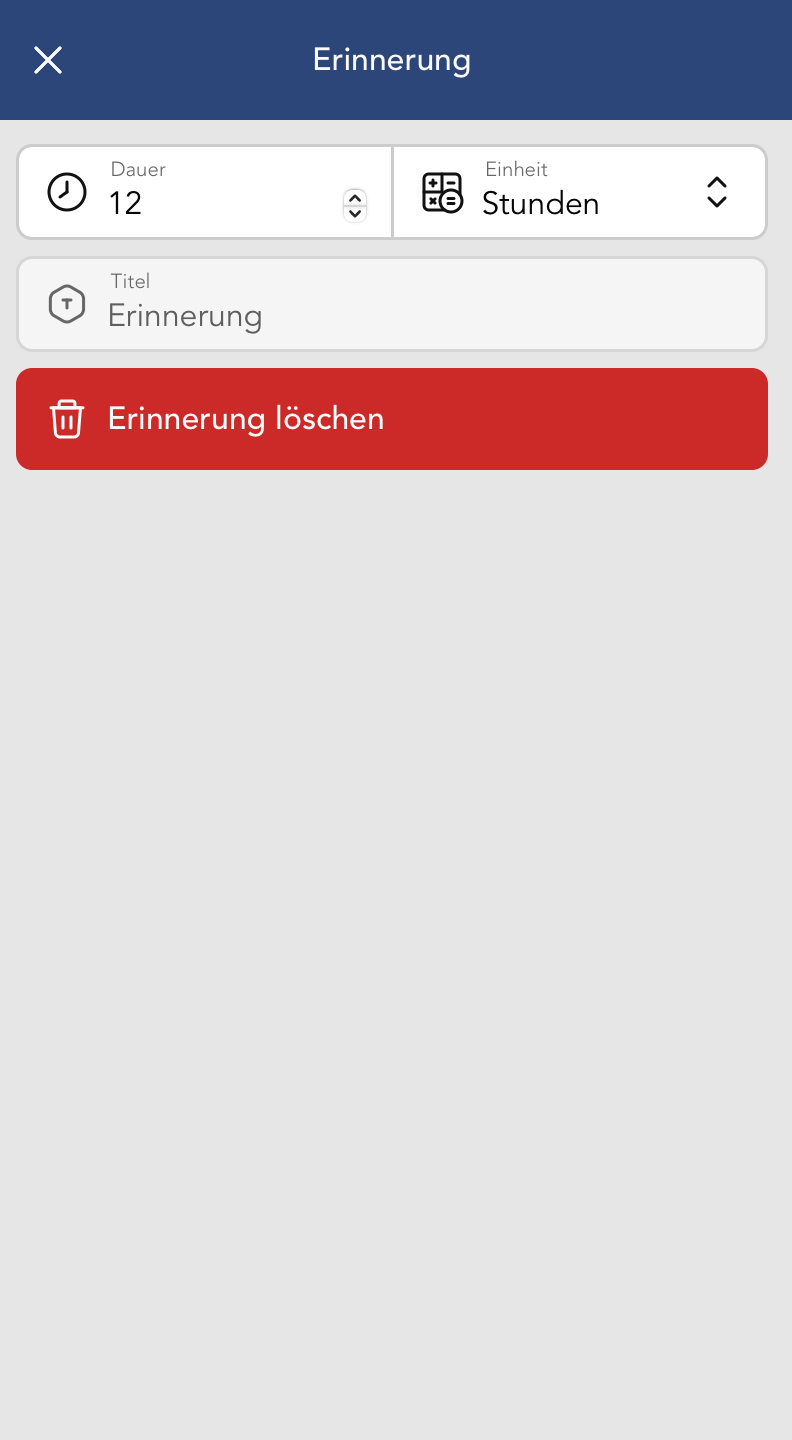 Erinnerungen Widget Fenster