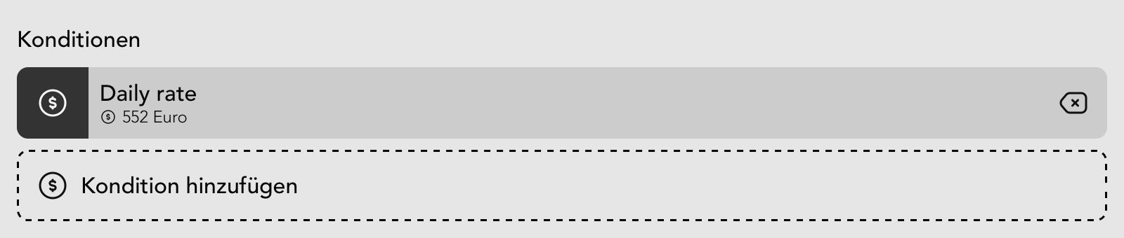 Konditionen Widget in der Kontakt Detailansicht