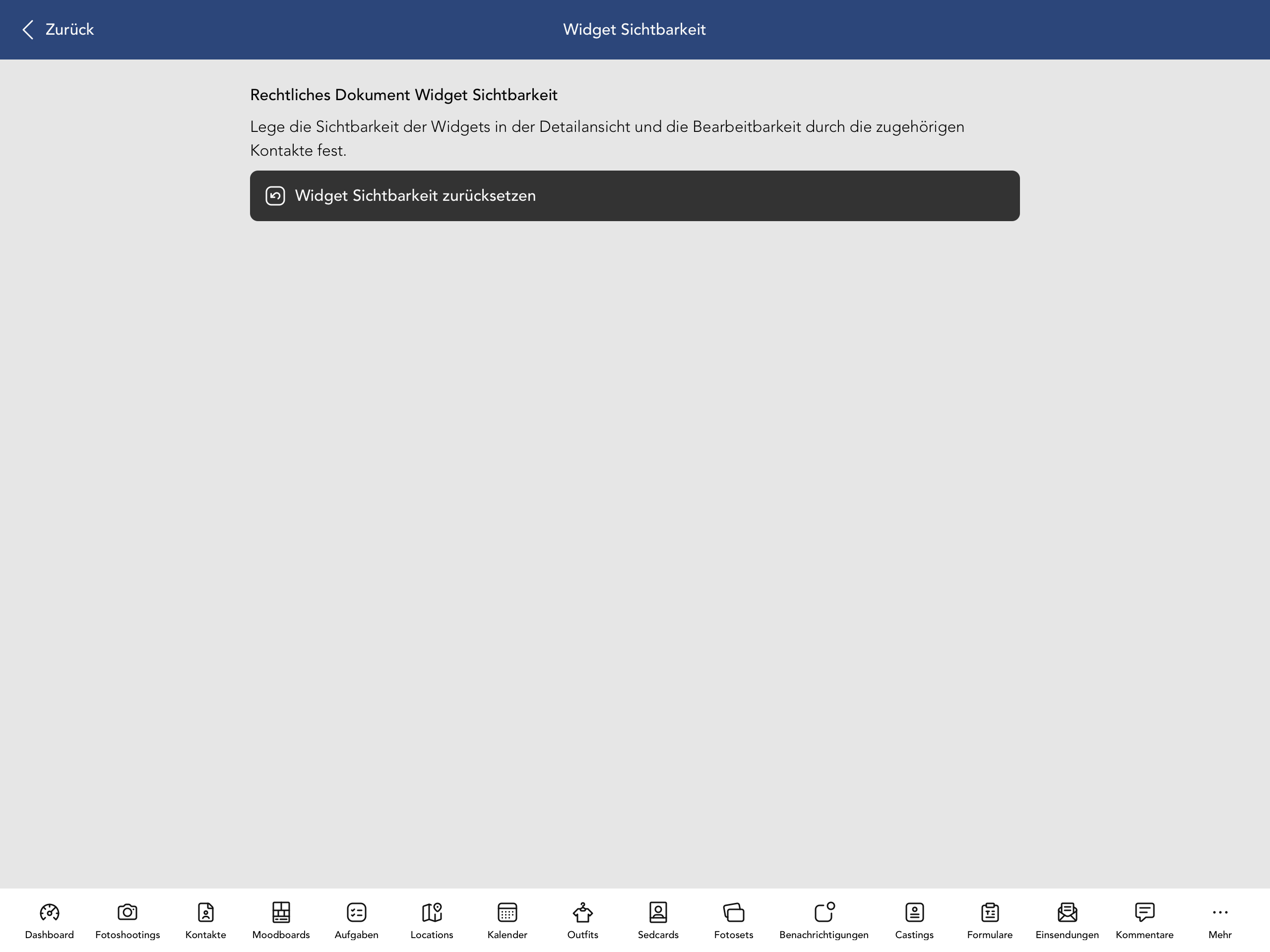 Vertrag Widget Sichtbarkeit