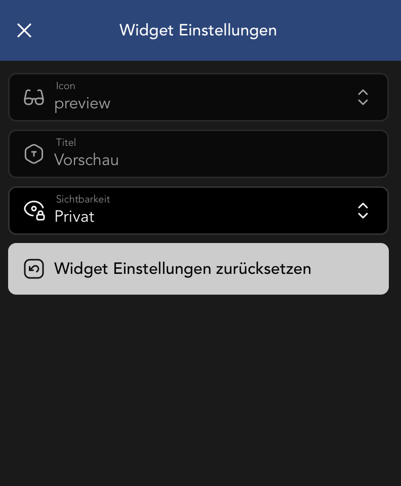 Datei Widget Einstellungen