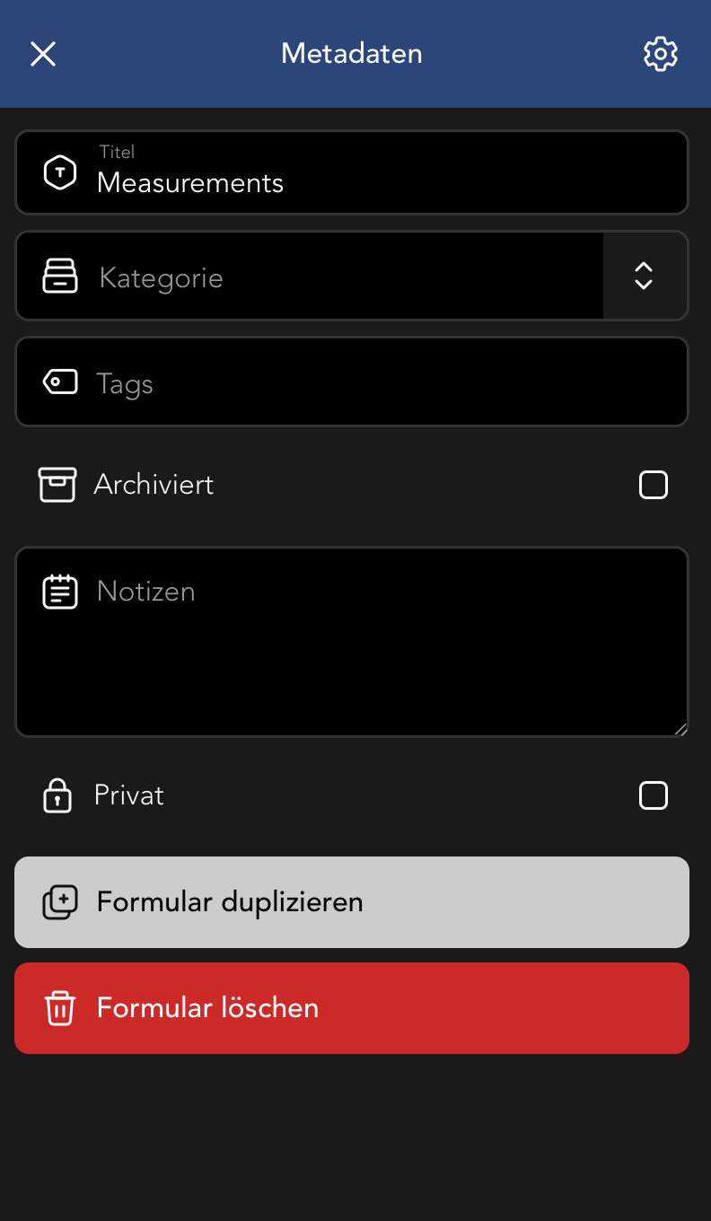 Formular Metadaten Bearbeiten