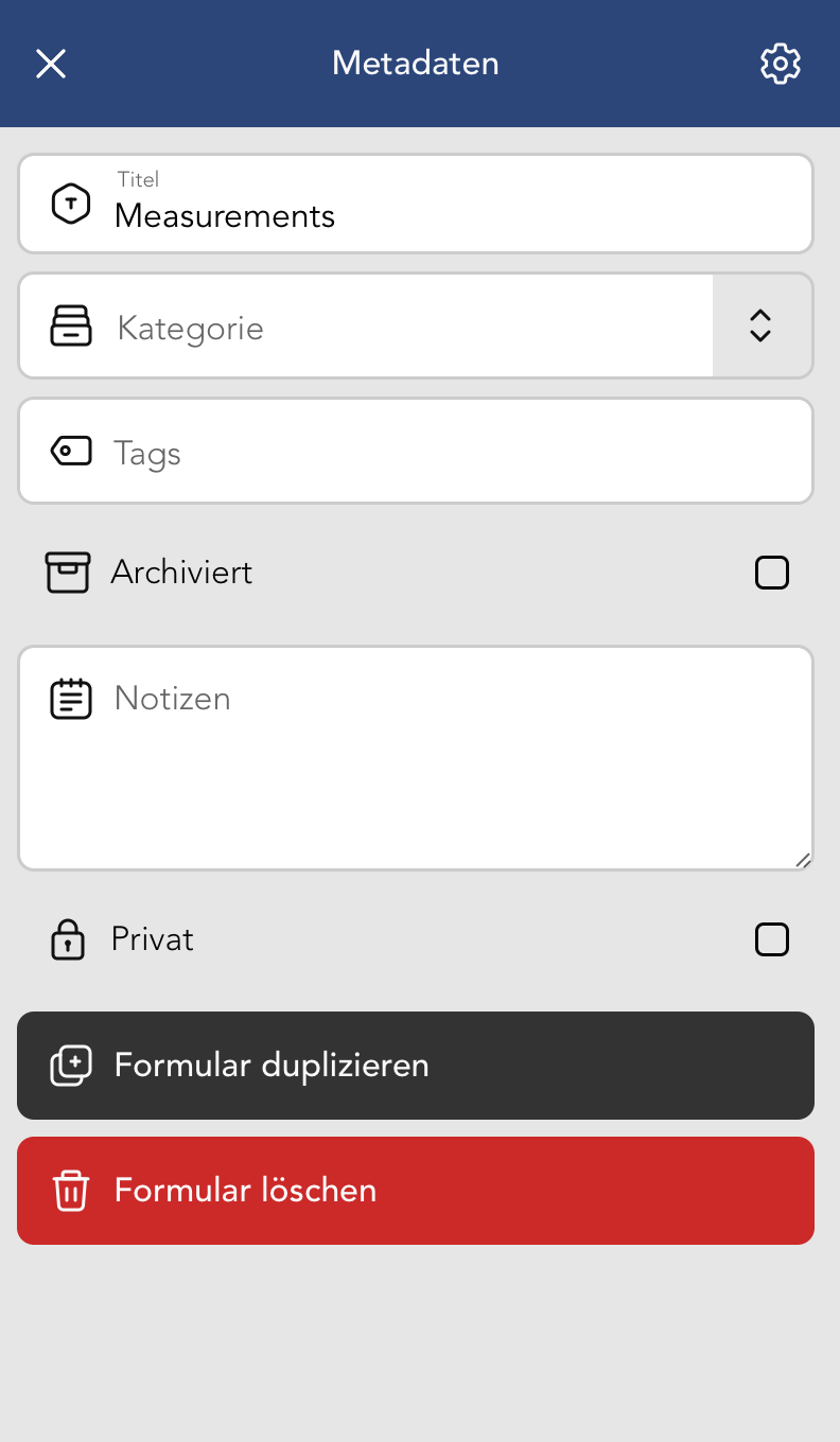 Formular Metadaten Bearbeiten