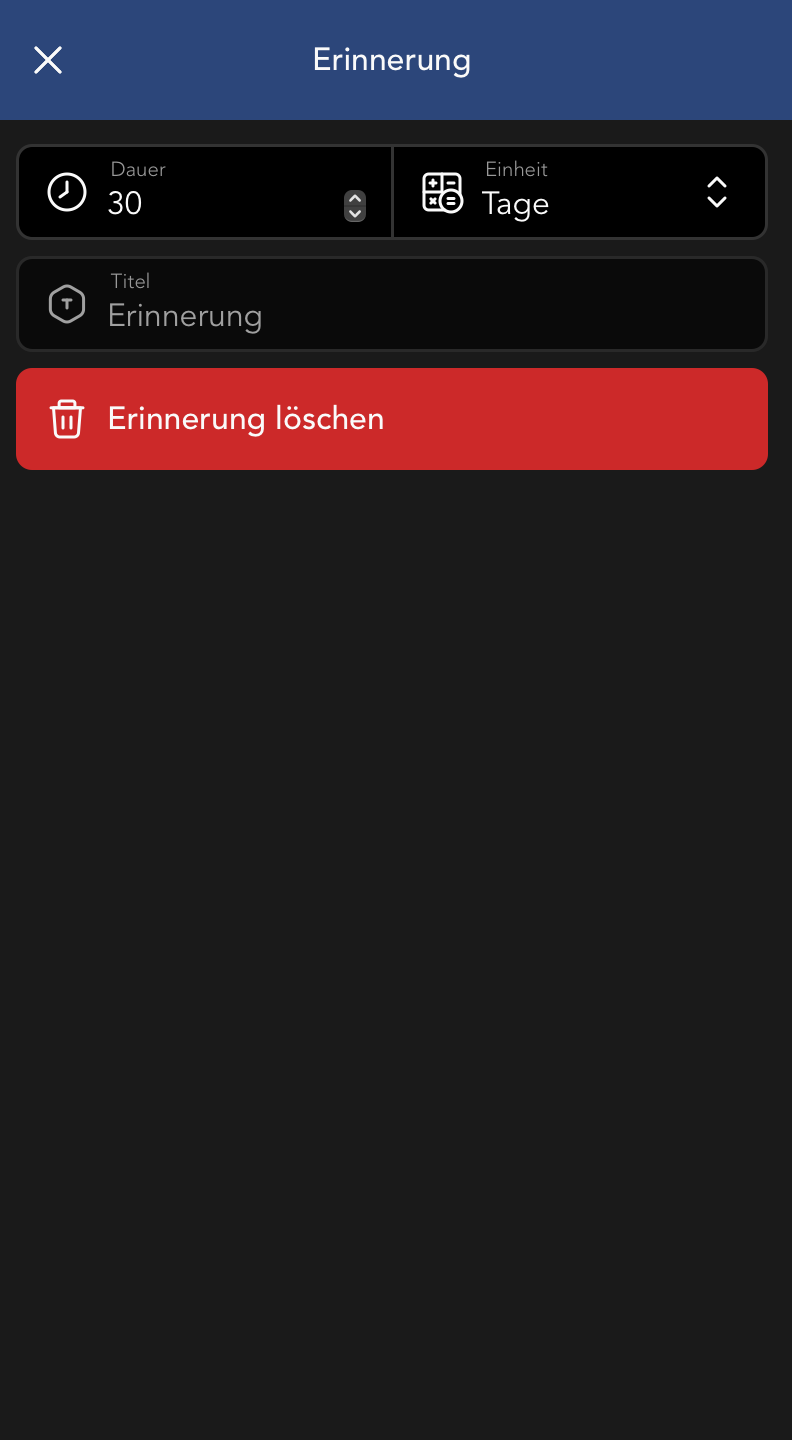 Erinnerungen Widget Fenster
