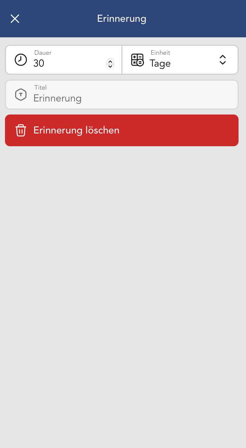 Erinnerungen Widget Fenster