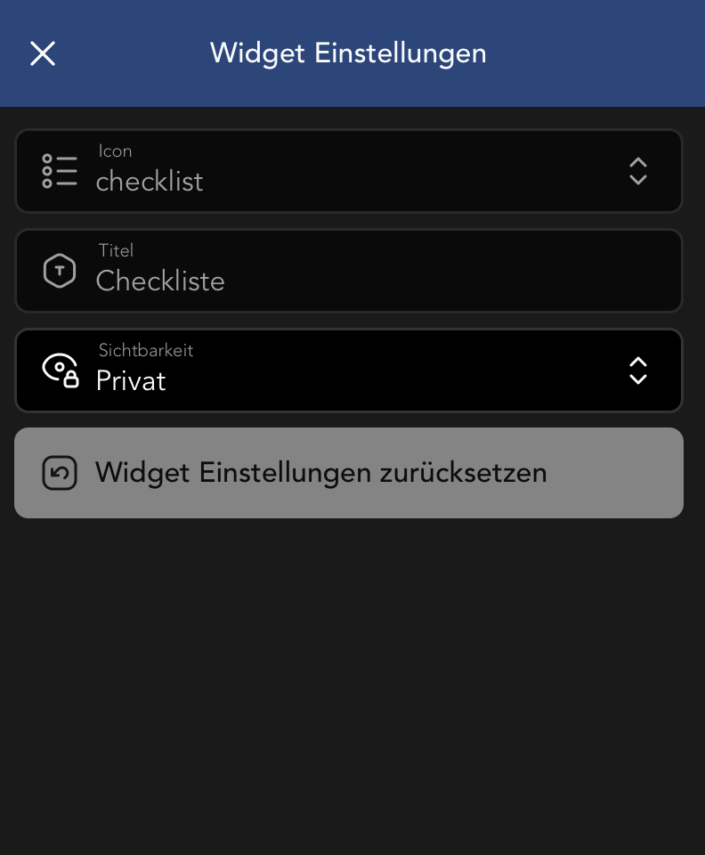 Ziel Widget Einstellungen