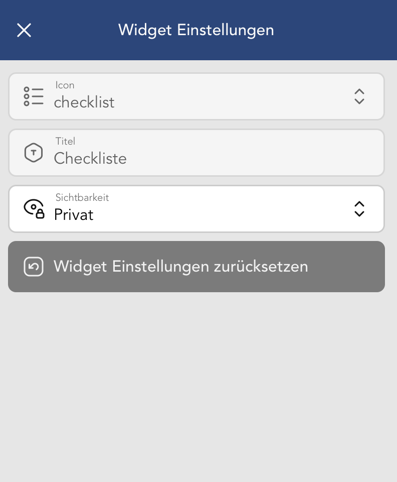Ziel Widget Einstellungen