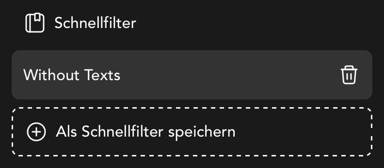Schnellfilter in der Moodboard Übersicht