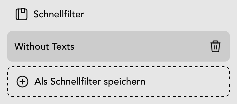 Schnellfilter in der Moodboard Übersicht