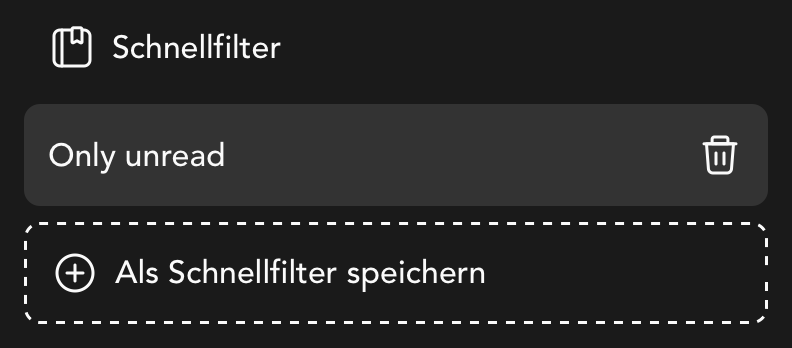 Schnellfilter in der Benachrichtigung Übersicht
