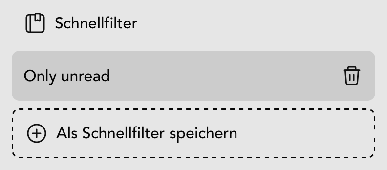 Schnellfilter in der Benachrichtigung Übersicht