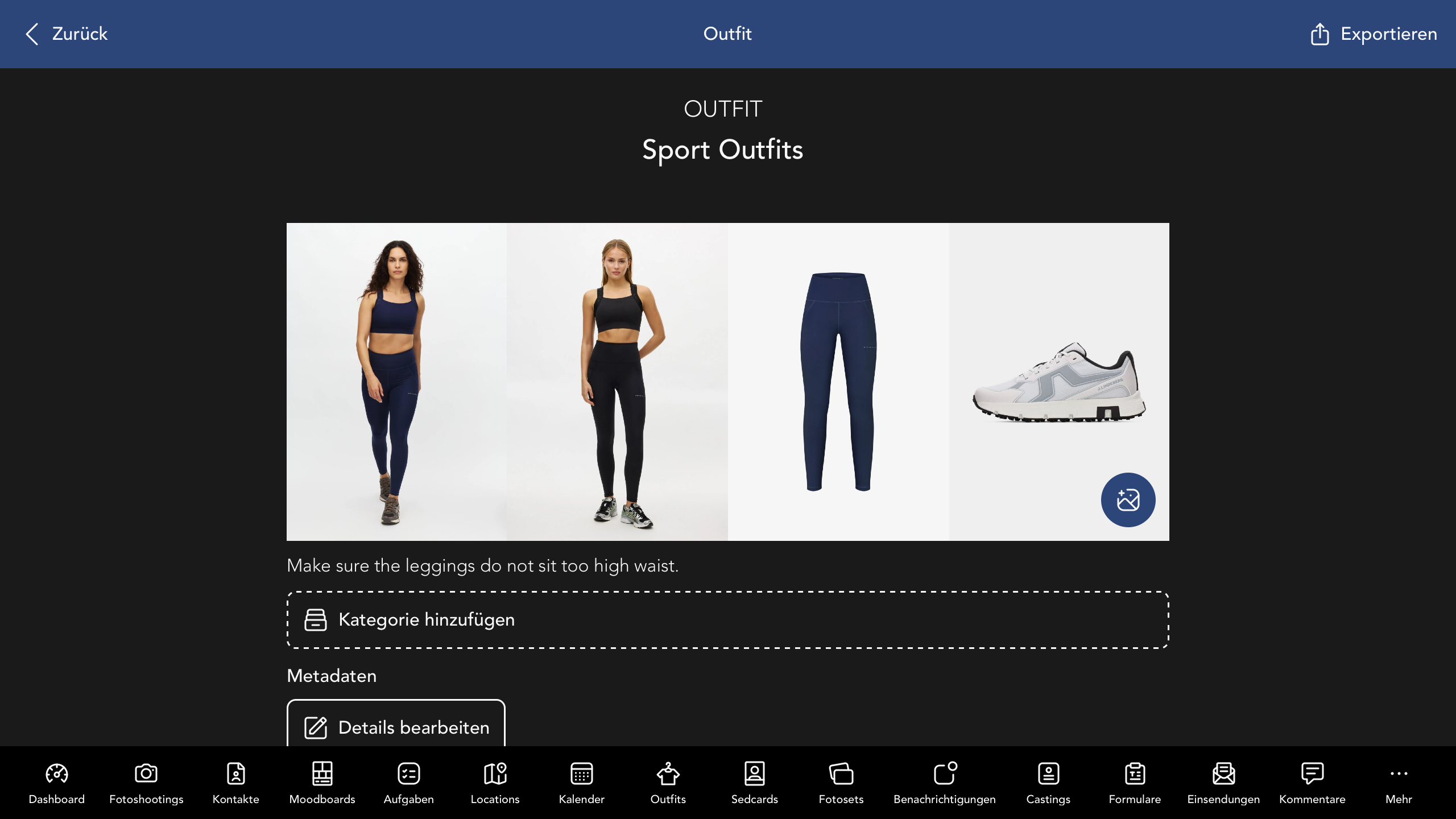 Beispiel einer Outfit Detailansicht