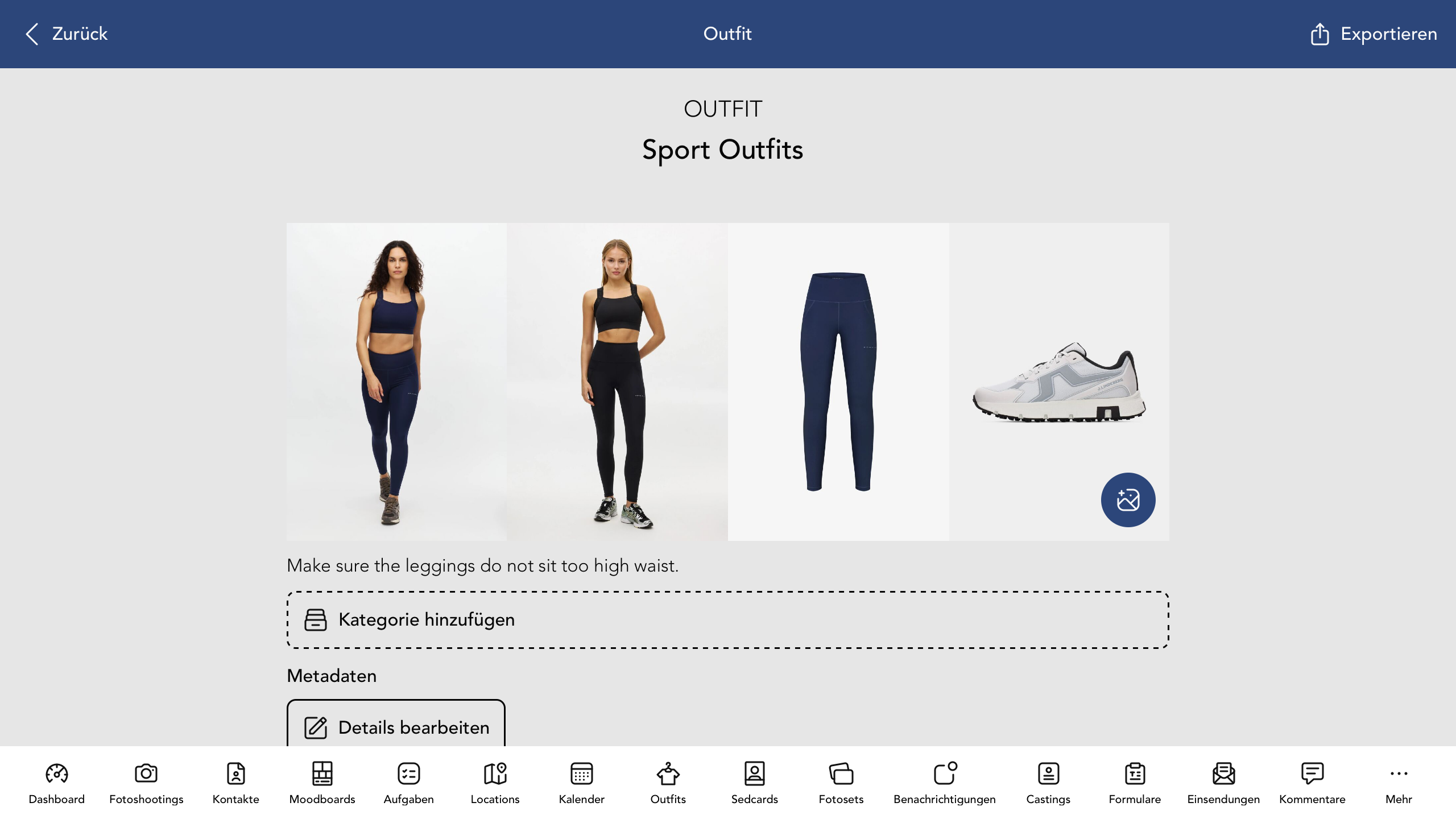 Beispiel einer Outfit Detailansicht