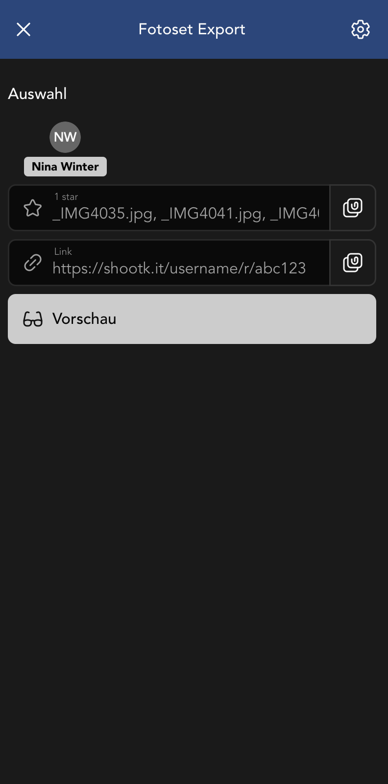 Bildauswahl Export