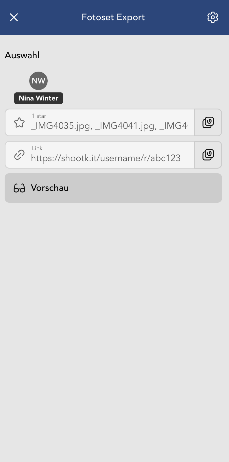 Bildauswahl Export