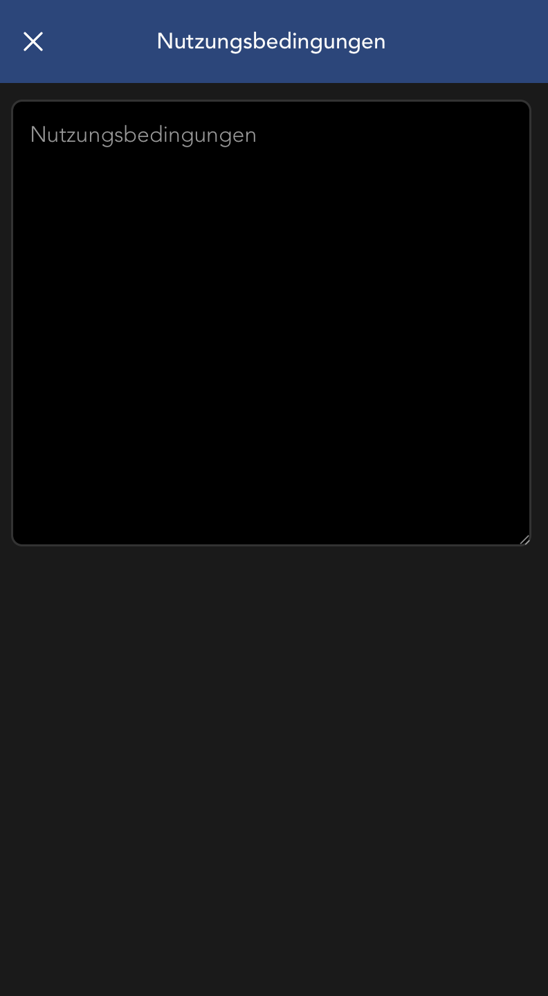 Veröffentlichungsbedingungen Widget Bearbeitungsansicht