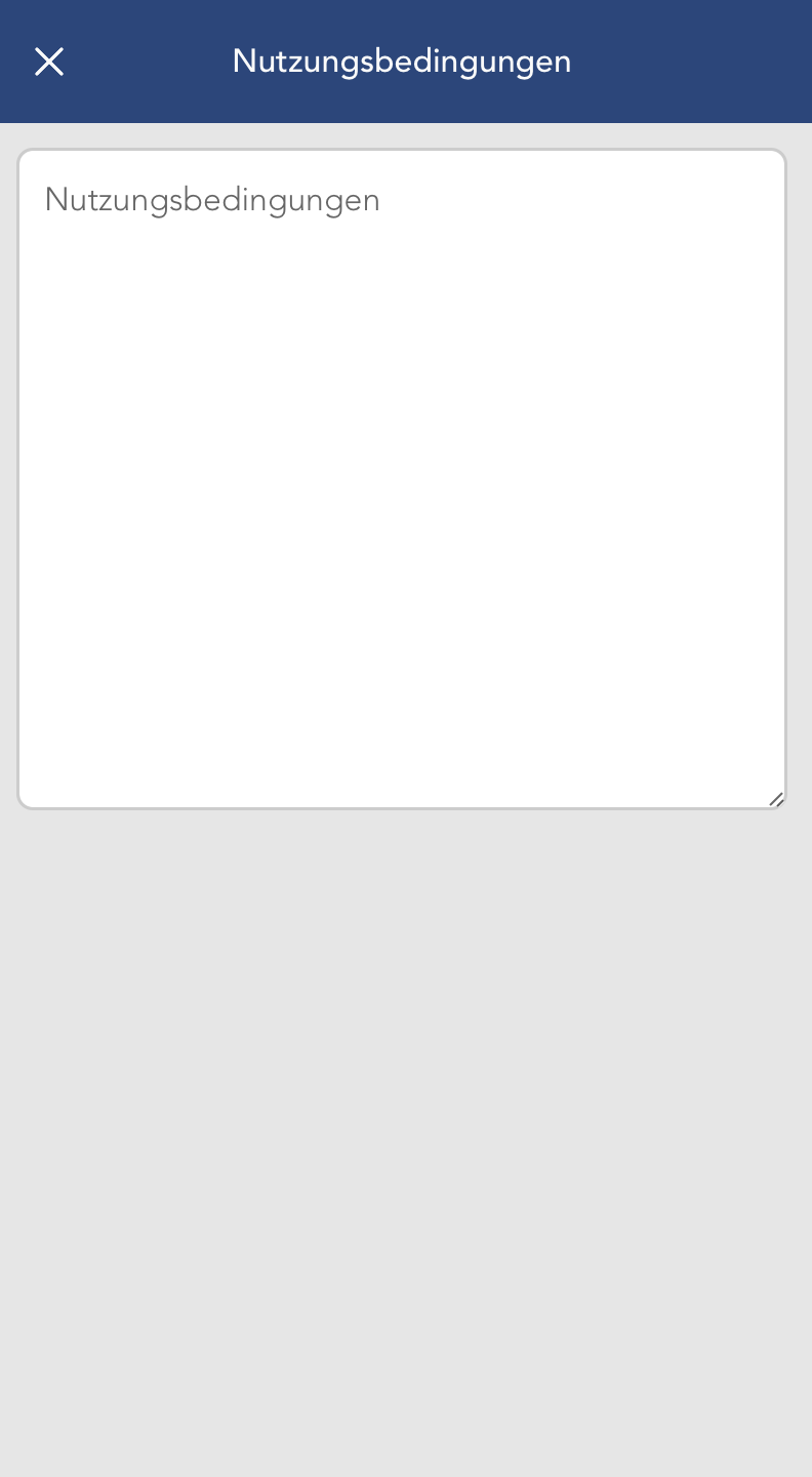 Veröffentlichungsbedingungen Widget Bearbeitungsansicht