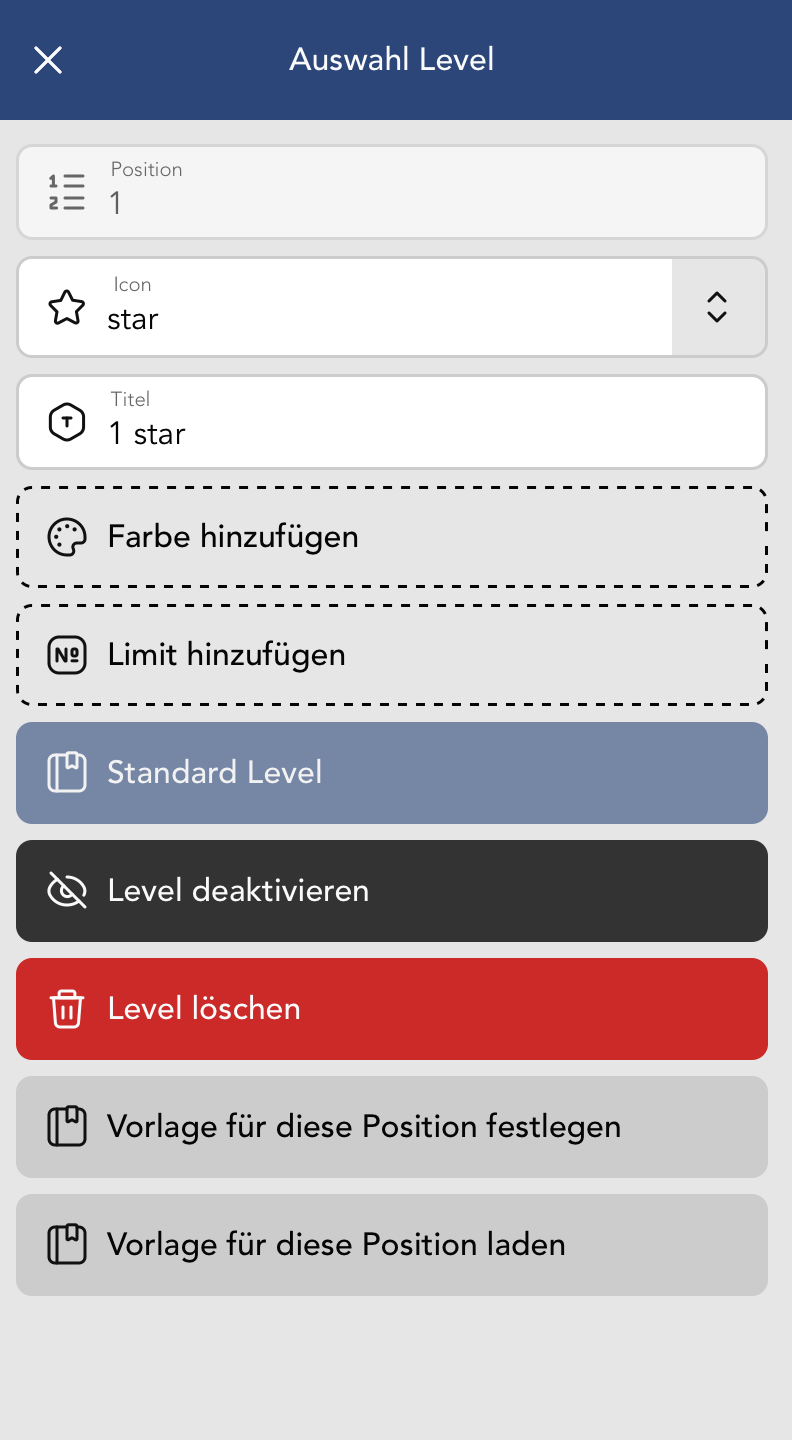 Auswahl Level Details