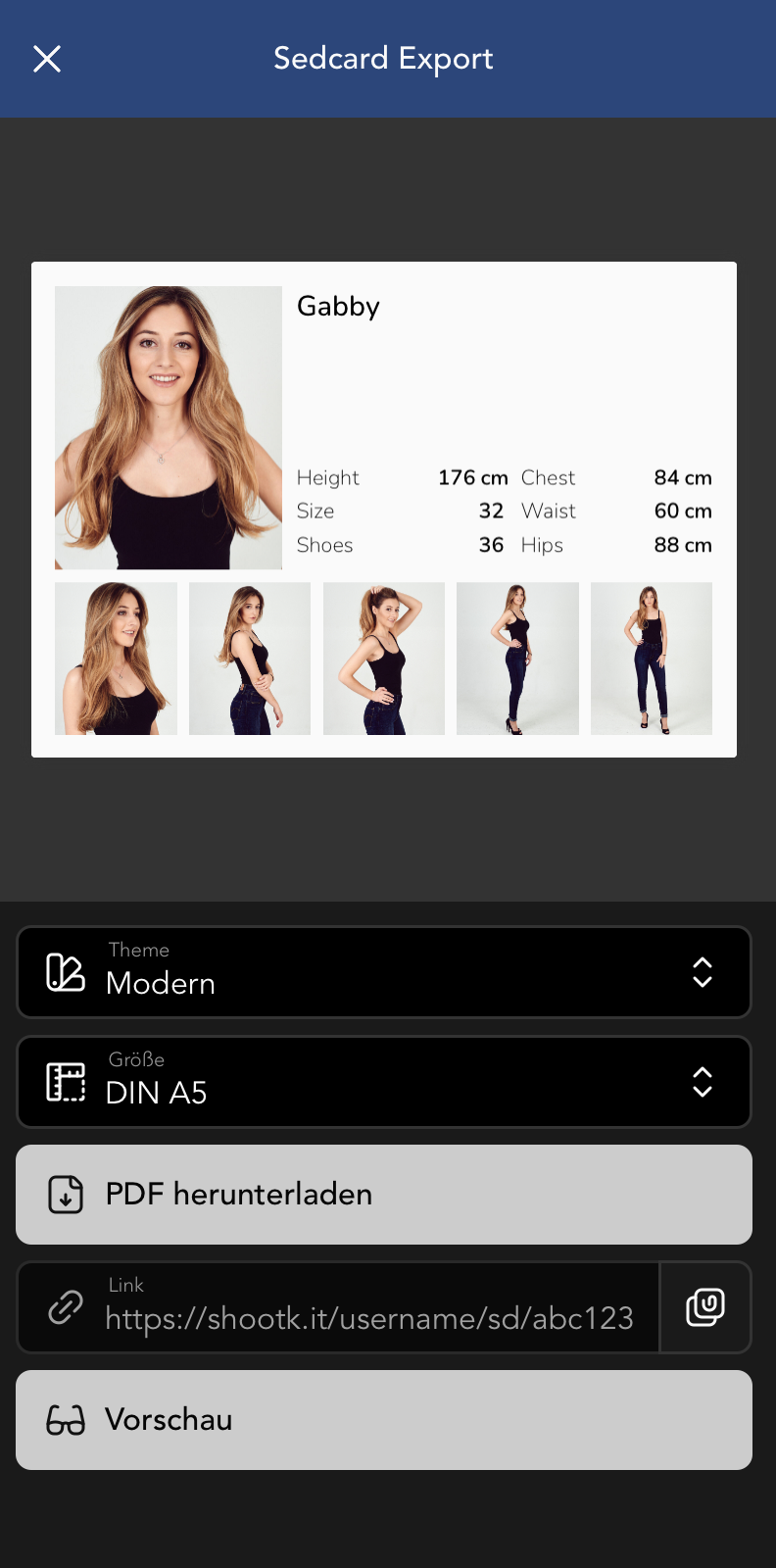 Sedcard Export