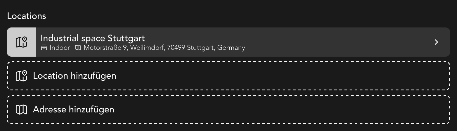 Locations Widget in der Fotoshooting Detailansicht