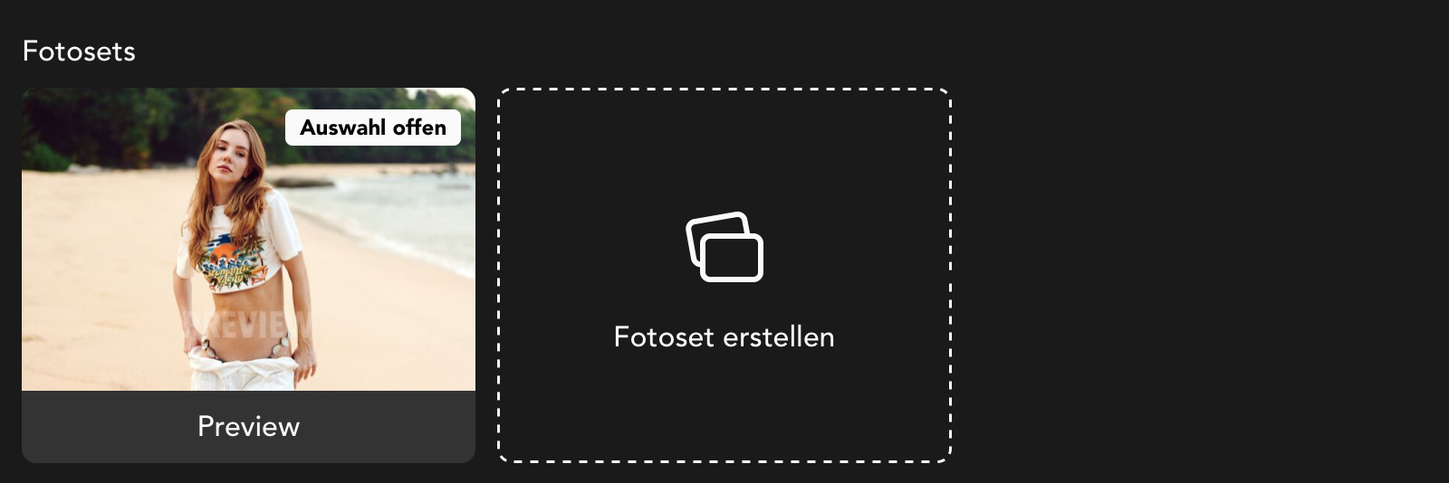 Fotosets Widget in der Fotoshooting Detailansicht