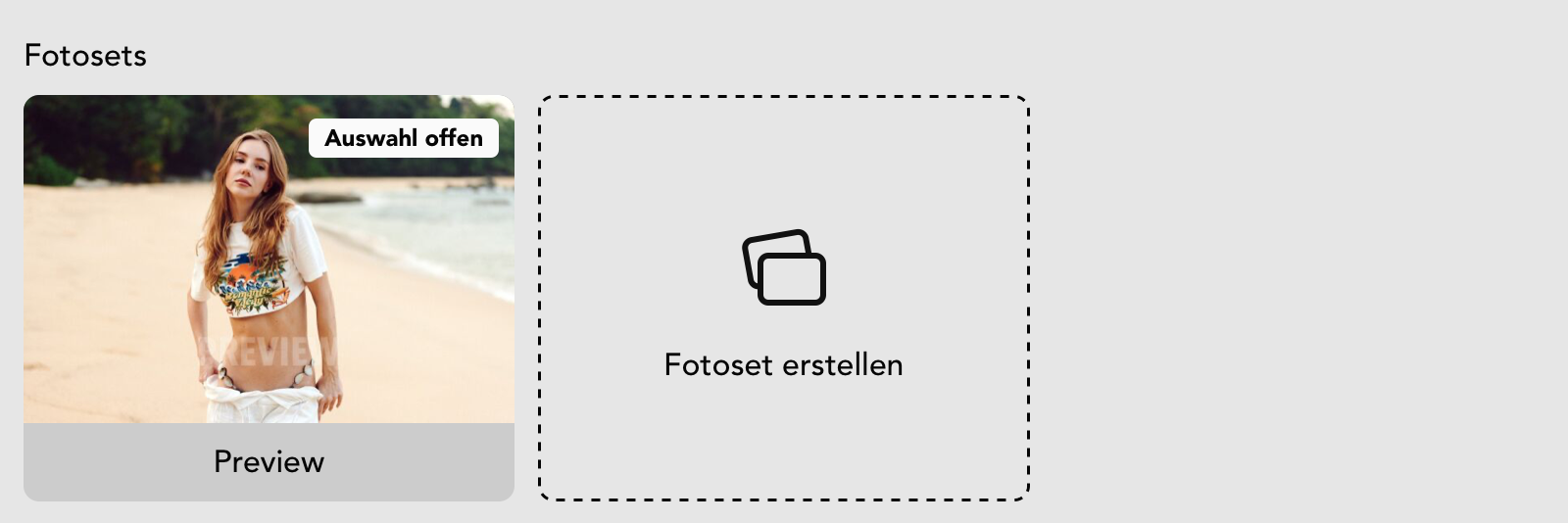 Fotosets Widget in der Fotoshooting Detailansicht