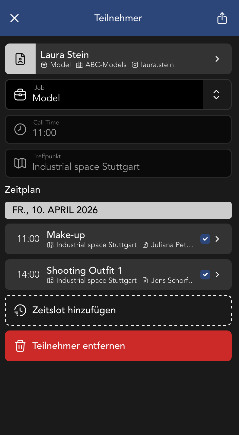 Teilnehmer Widget Fenster