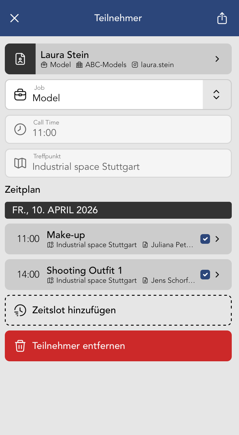 Teilnehmer Widget Fenster