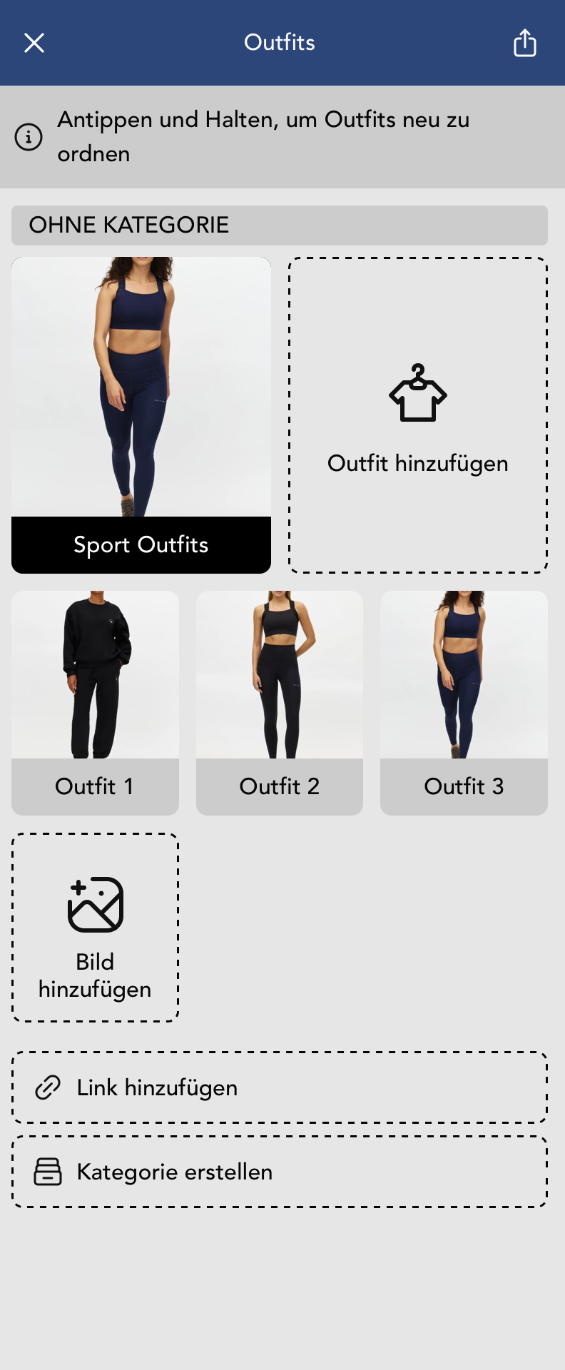 Outfits Widget Fenster
