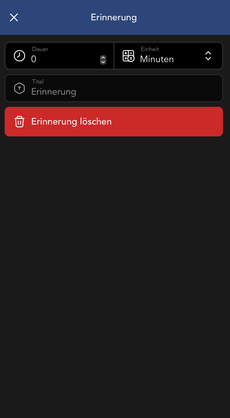 Erinnerungen Widget Fenster