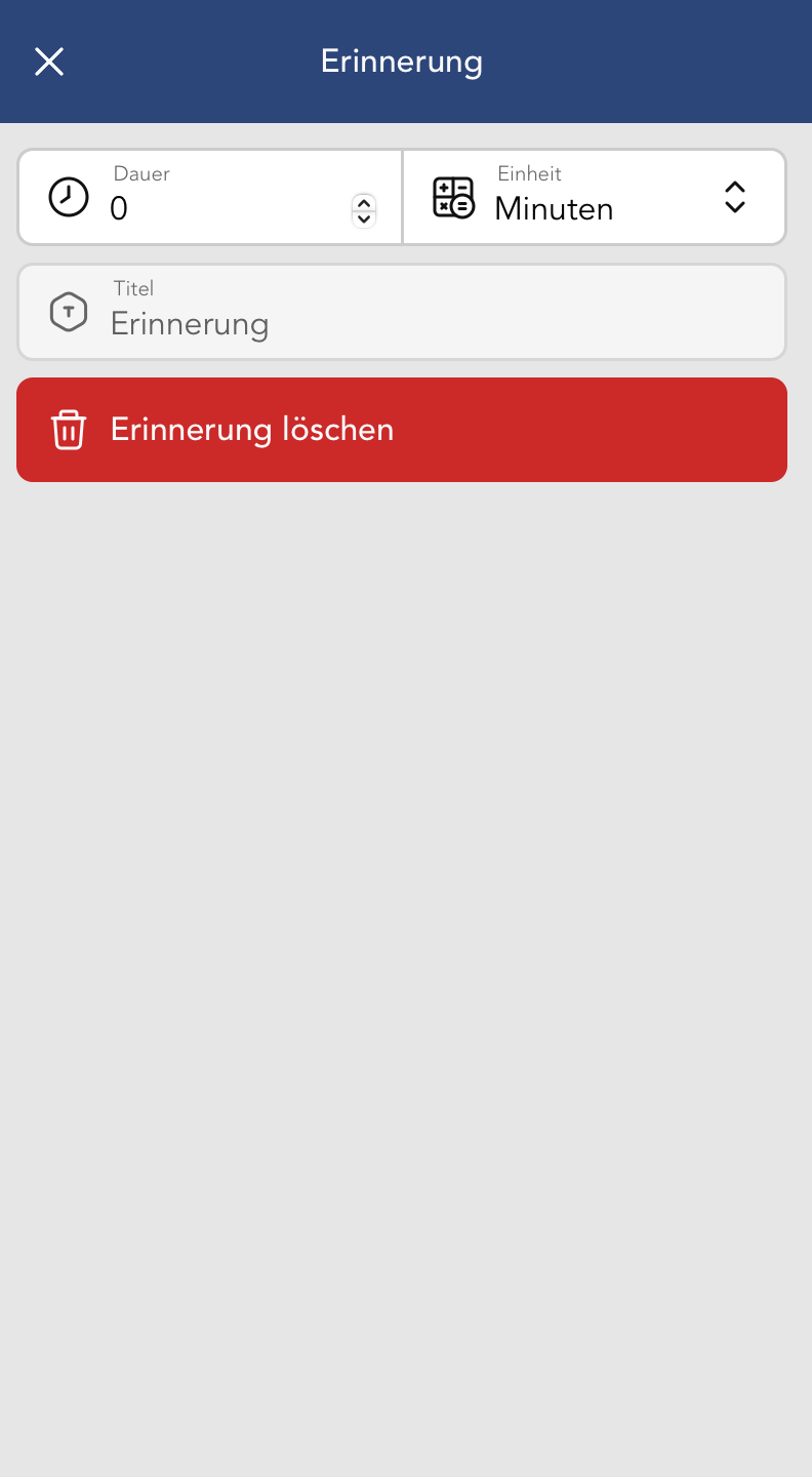 Erinnerungen Widget Fenster