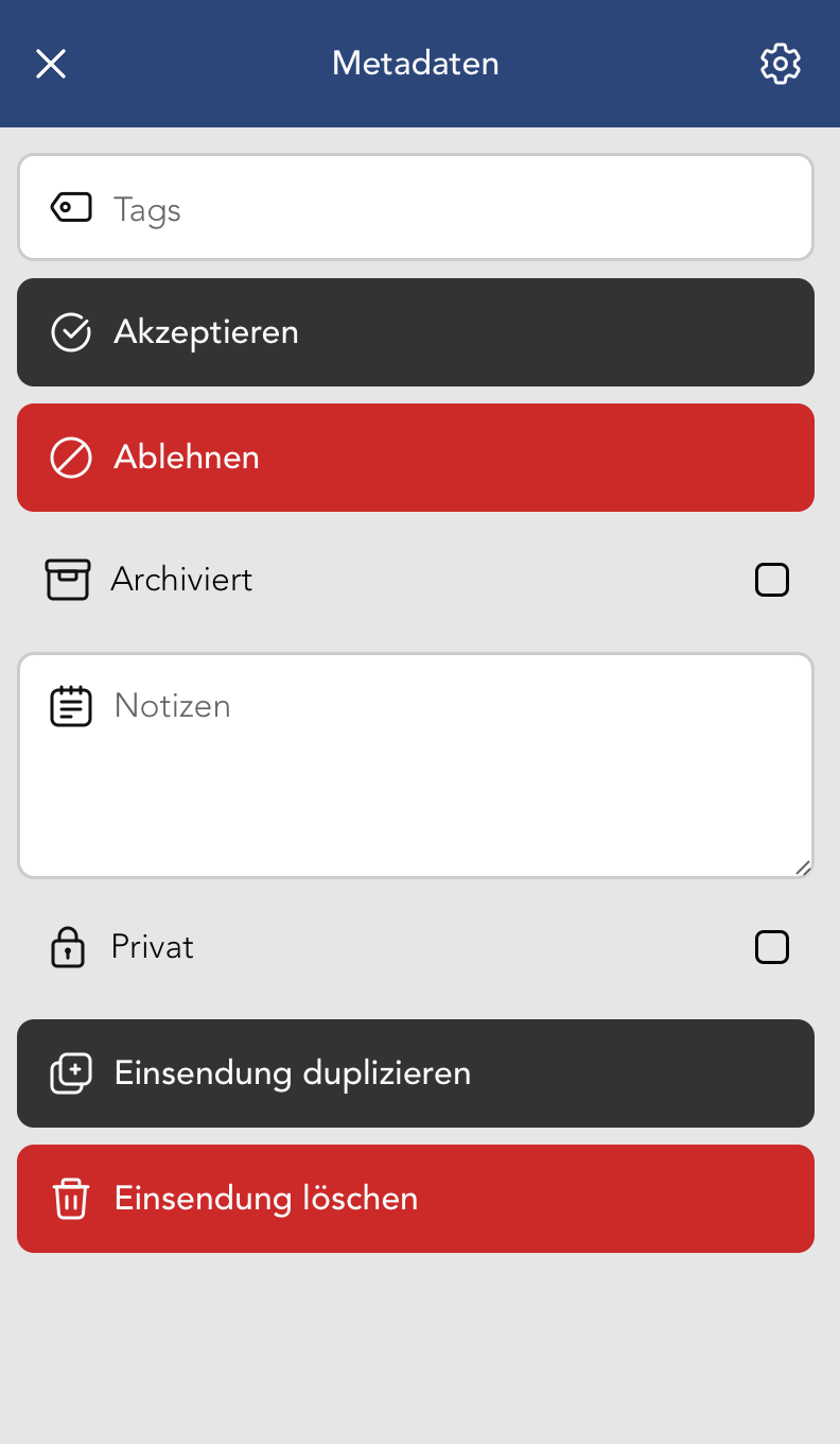 Einsendung Metadaten Bearbeiten