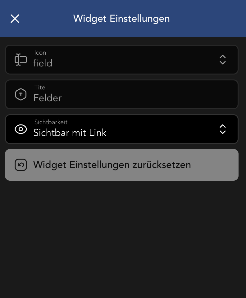 Einsendung Widget Einstellungen